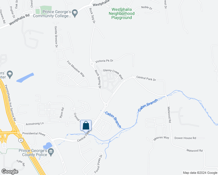 map of restaurants, bars, coffee shops, grocery stores, and more near 3808 Richmond Run in Upper Marlboro