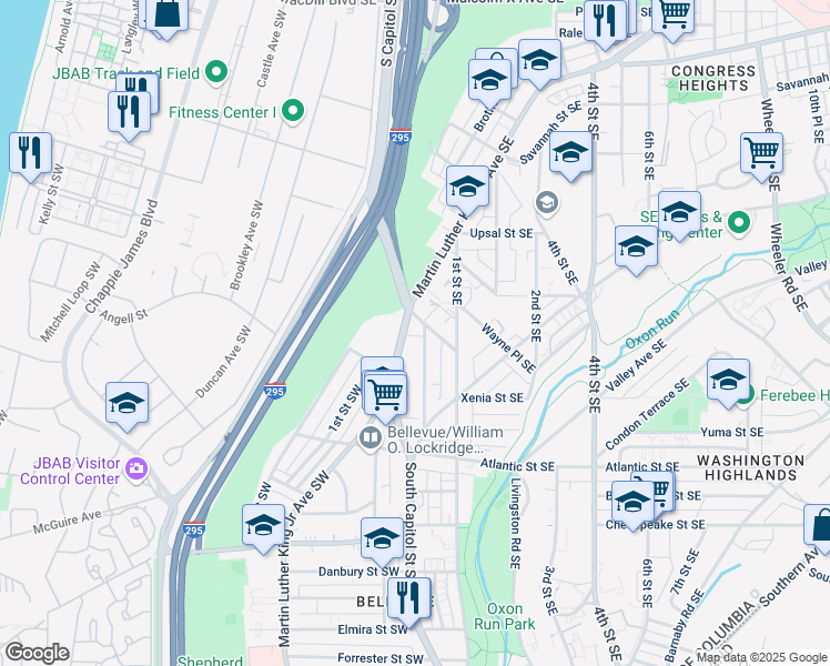 map of restaurants, bars, coffee shops, grocery stores, and more near 101 Independence Avenue Southeast in Washington