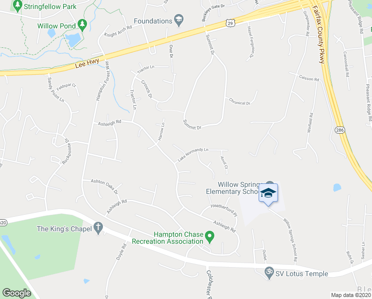 map of restaurants, bars, coffee shops, grocery stores, and more near 12618 Lake Normandy Lane in Fairfax