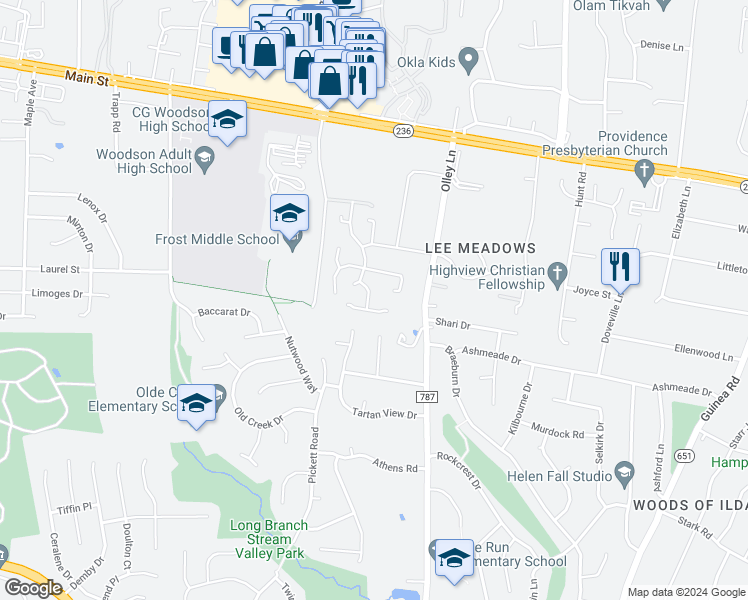 map of restaurants, bars, coffee shops, grocery stores, and more near 4037 Broadwire Drive in Fairfax
