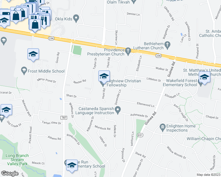 map of restaurants, bars, coffee shops, grocery stores, and more near 9113 Joyce Street in Fairfax