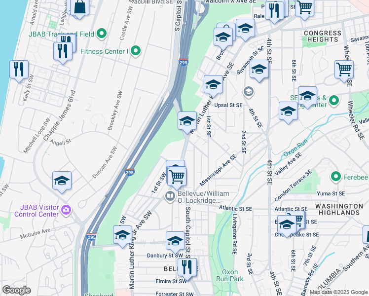 map of restaurants, bars, coffee shops, grocery stores, and more near 101 Independence Avenue Southeast in Washington