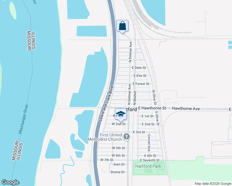 map of restaurants, bars, coffee shops, grocery stores, and more near 130 West Watkins Street in Hartford