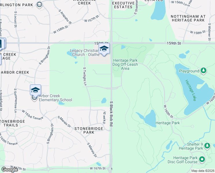 map of restaurants, bars, coffee shops, grocery stores, and more near 16130-16312 South Lackman Road in Olathe