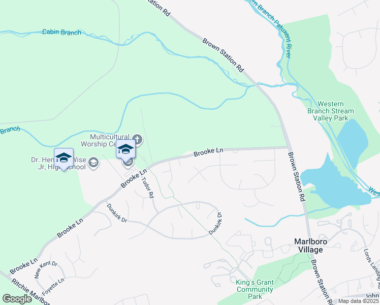 map of restaurants, bars, coffee shops, grocery stores, and more near 12900 Brooke Lane in Upper Marlboro