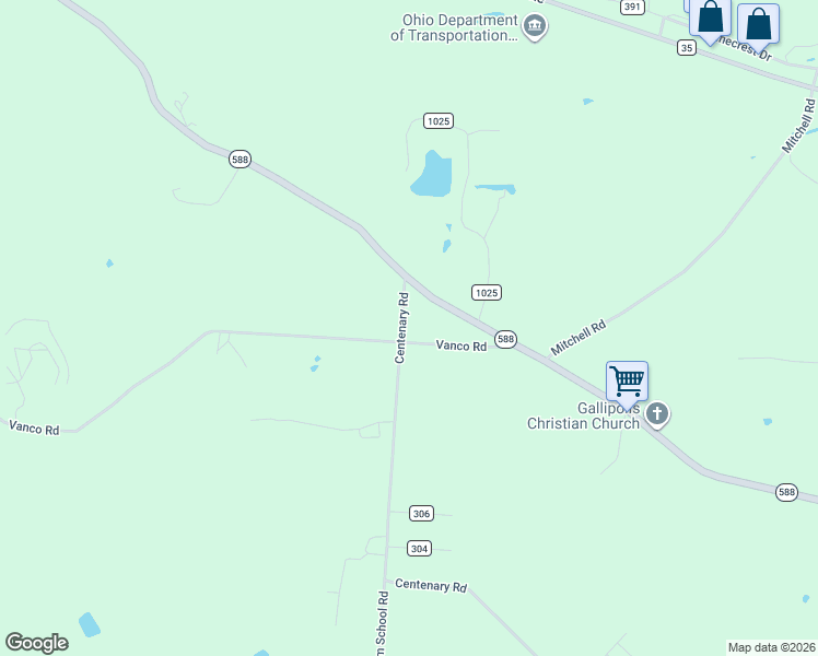map of restaurants, bars, coffee shops, grocery stores, and more near 238 Vanco Road in Gallipolis