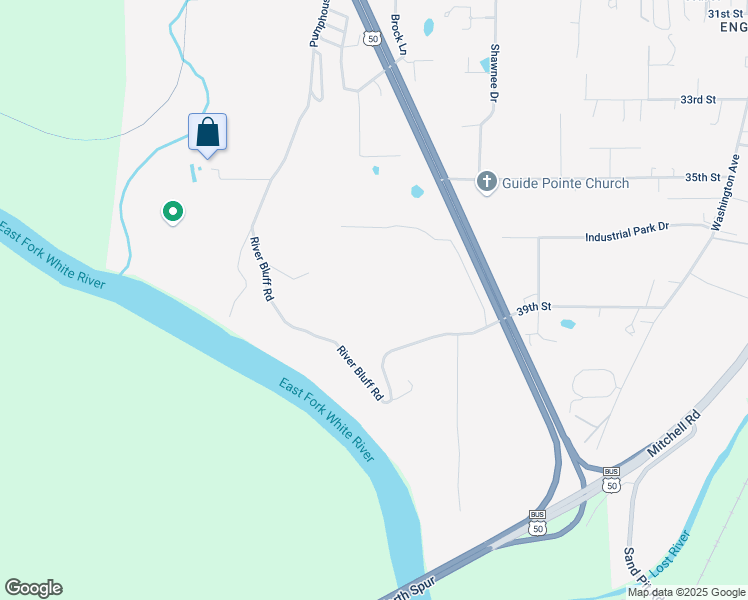 map of restaurants, bars, coffee shops, grocery stores, and more near 3615 River Bluff Road in Bedford