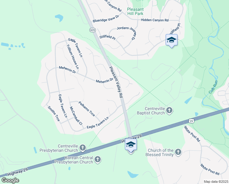 map of restaurants, bars, coffee shops, grocery stores, and more near 15381 Twin Creeks Court in Centreville