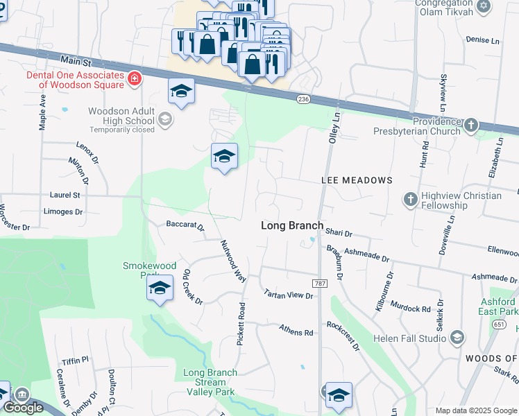 map of restaurants, bars, coffee shops, grocery stores, and more near 9441 Mirror Pond Drive in Fairfax