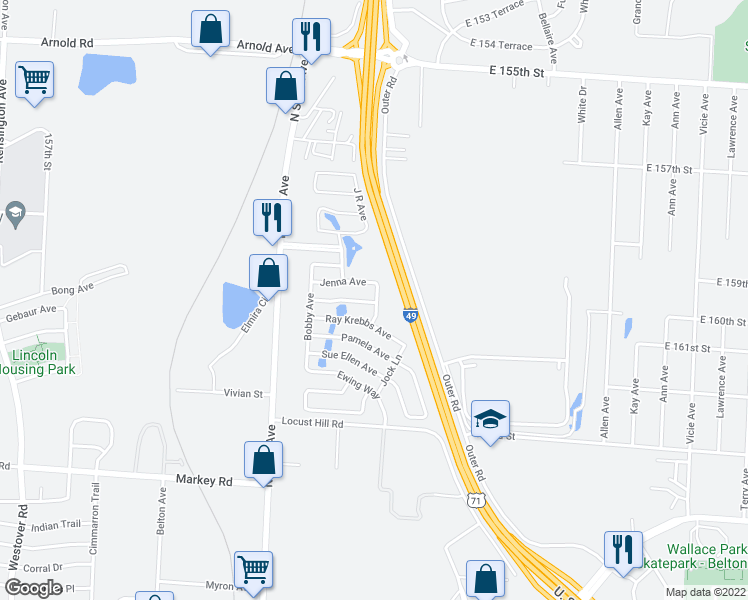 map of restaurants, bars, coffee shops, grocery stores, and more near 311 John Ross Road in Belton