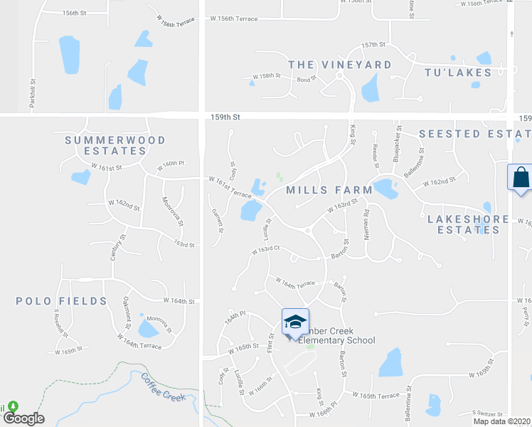 map of restaurants, bars, coffee shops, grocery stores, and more near 16120 Lucille Street in Overland Park