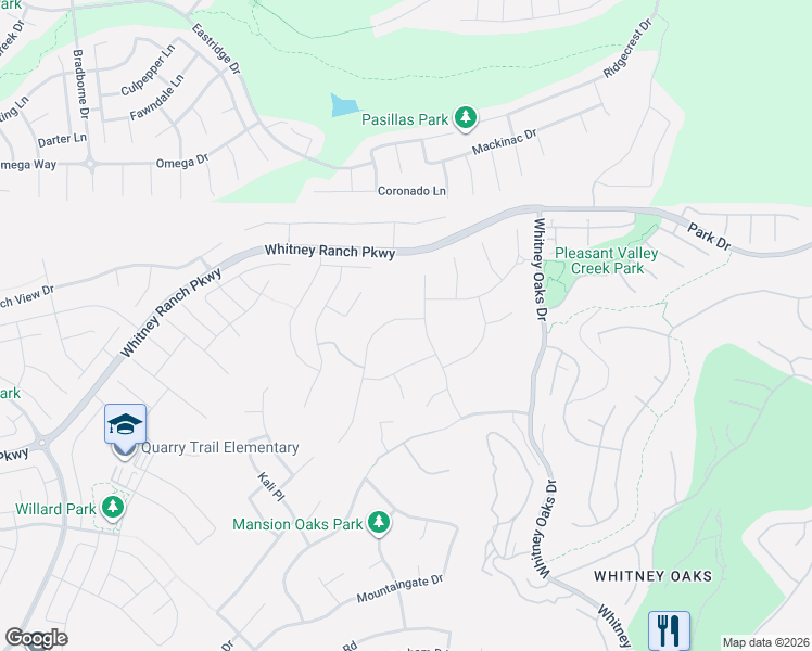 map of restaurants, bars, coffee shops, grocery stores, and more near 4205 Knotty Pine Place in Rocklin