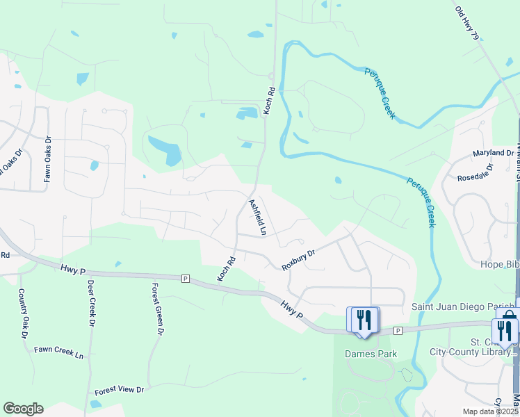 map of restaurants, bars, coffee shops, grocery stores, and more near 1011 Ashfield Lane in O'Fallon