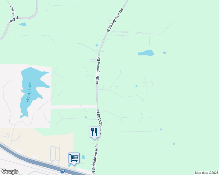 map of restaurants, bars, coffee shops, grocery stores, and more near 204 Hickory Grove Drive in Foristell