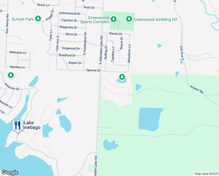map of restaurants, bars, coffee shops, grocery stores, and more near 1004 Eve Orchid Drive in Greenwood