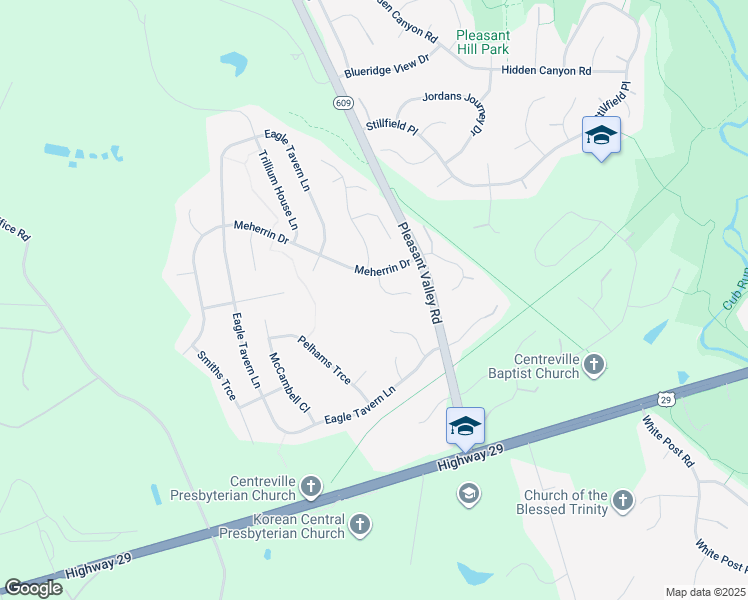 map of restaurants, bars, coffee shops, grocery stores, and more near 15391 Twin Creeks Court in Centreville