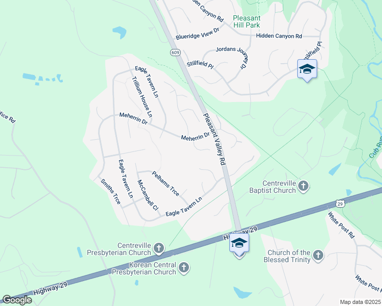 map of restaurants, bars, coffee shops, grocery stores, and more near 15391 Twin Creeks Court in Centreville