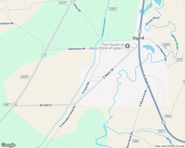 map of restaurants, bars, coffee shops, grocery stores, and more near South Canal Road in Sigurd