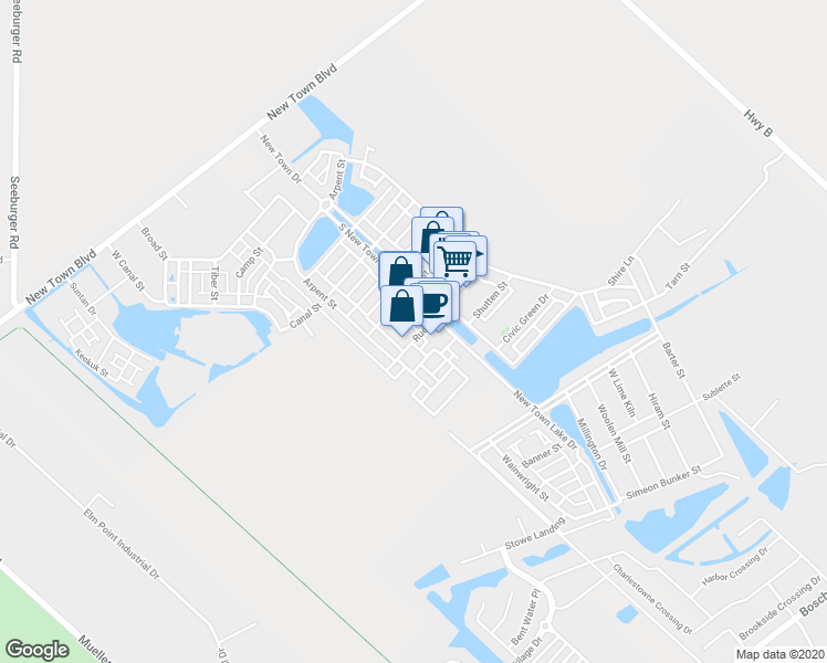 map of restaurants, bars, coffee shops, grocery stores, and more near 3224 Rue Royale in St. Charles