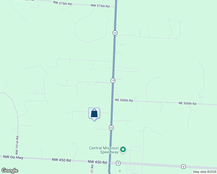 map of restaurants, bars, coffee shops, grocery stores, and more near 503 Missouri 13 in Warrensburg