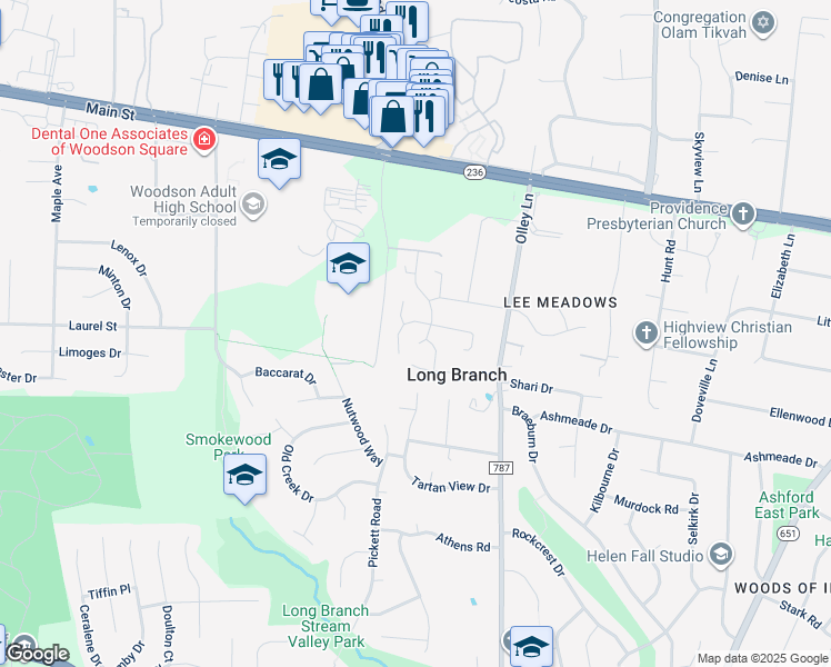 map of restaurants, bars, coffee shops, grocery stores, and more near 4032 Pickstone Drive in Fairfax