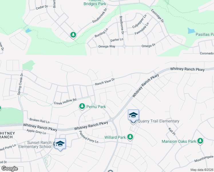 map of restaurants, bars, coffee shops, grocery stores, and more near 2257 Ranch View Drive in Rocklin
