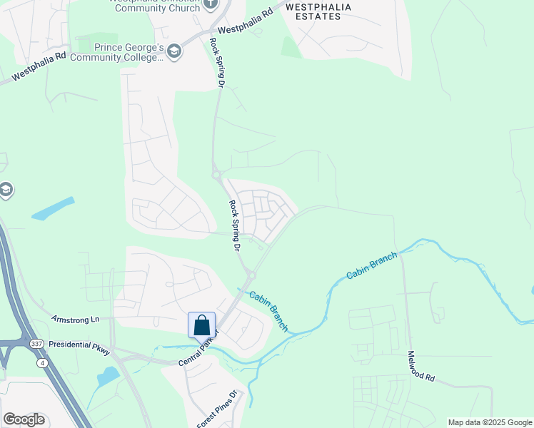 map of restaurants, bars, coffee shops, grocery stores, and more near 9624 Tealbriar Drive in Upper Marlboro