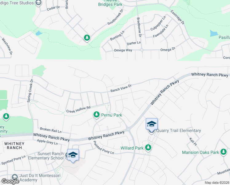 map of restaurants, bars, coffee shops, grocery stores, and more near 2804 Whispering Creek in Rocklin
