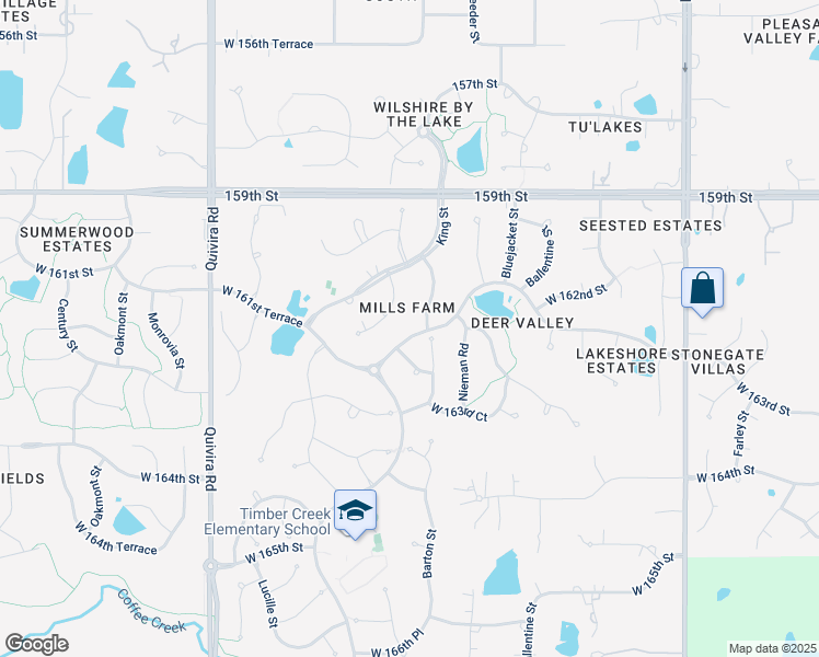 map of restaurants, bars, coffee shops, grocery stores, and more near 16204 Barton Street in Overland Park