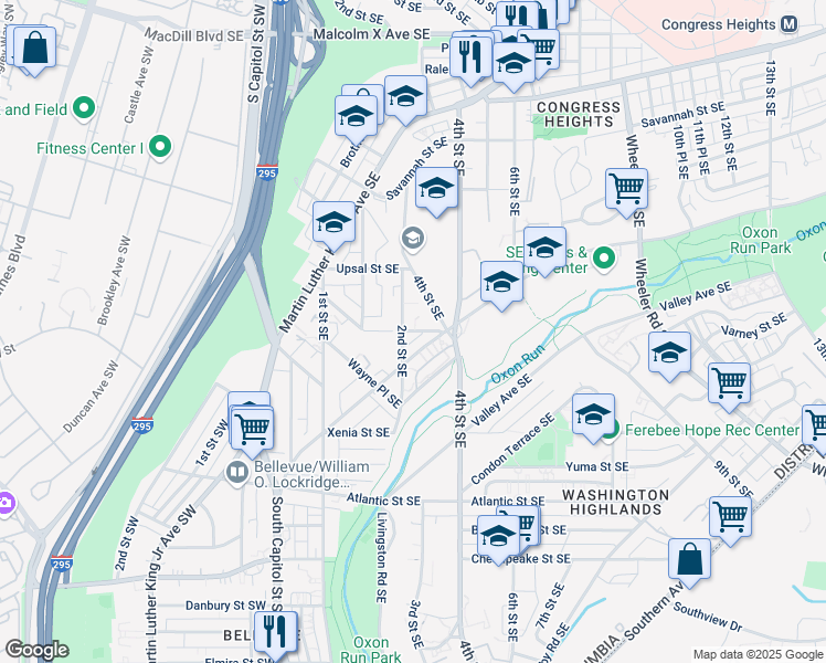 map of restaurants, bars, coffee shops, grocery stores, and more near 101 Independence Avenue Southeast in Washington