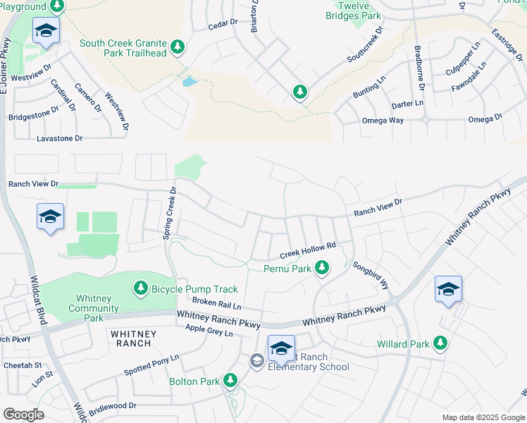 map of restaurants, bars, coffee shops, grocery stores, and more near 2183 Ranch View Drive in Rocklin