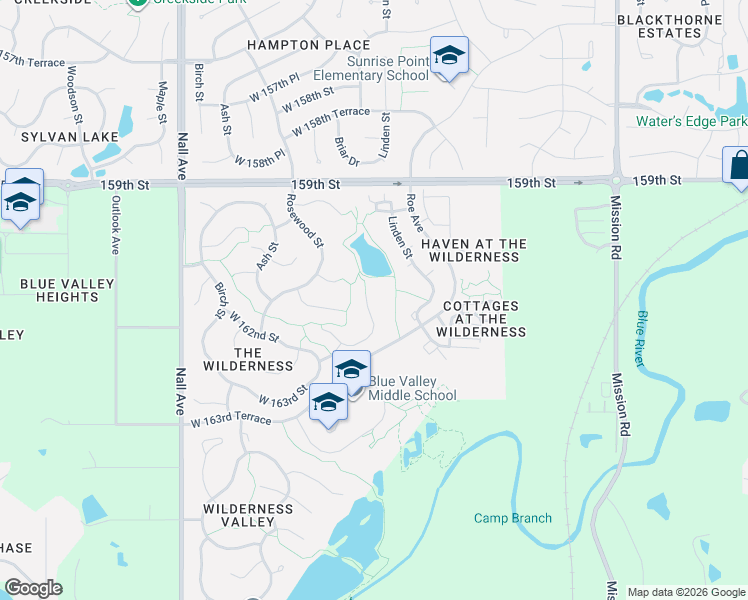 map of restaurants, bars, coffee shops, grocery stores, and more near 4801 West 162nd Street in Stilwell