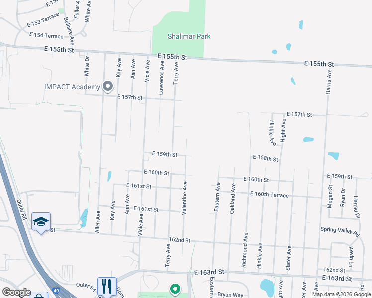map of restaurants, bars, coffee shops, grocery stores, and more near 15810 Valentine Avenue in Belton