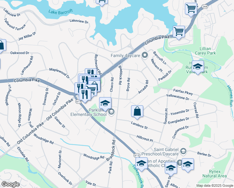 map of restaurants, bars, coffee shops, grocery stores, and more near 4010 Braddock Road in Alexandria