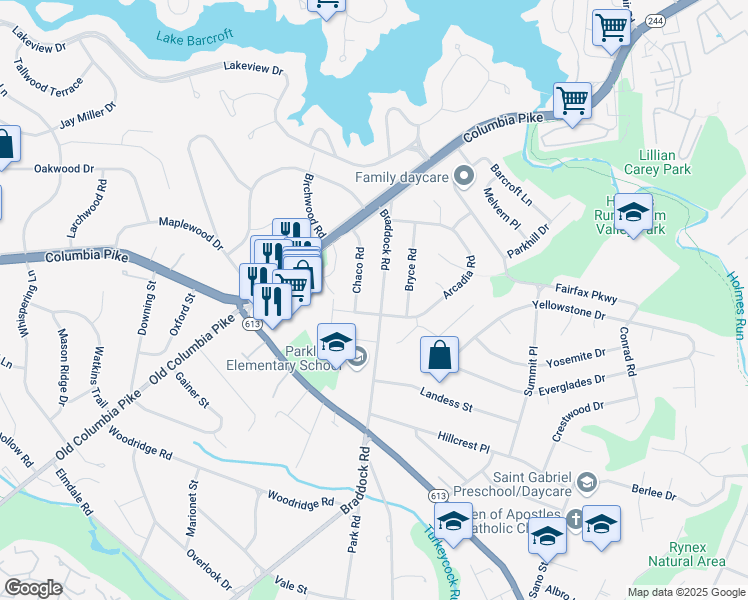 map of restaurants, bars, coffee shops, grocery stores, and more near 4010 Braddock Road in Alexandria