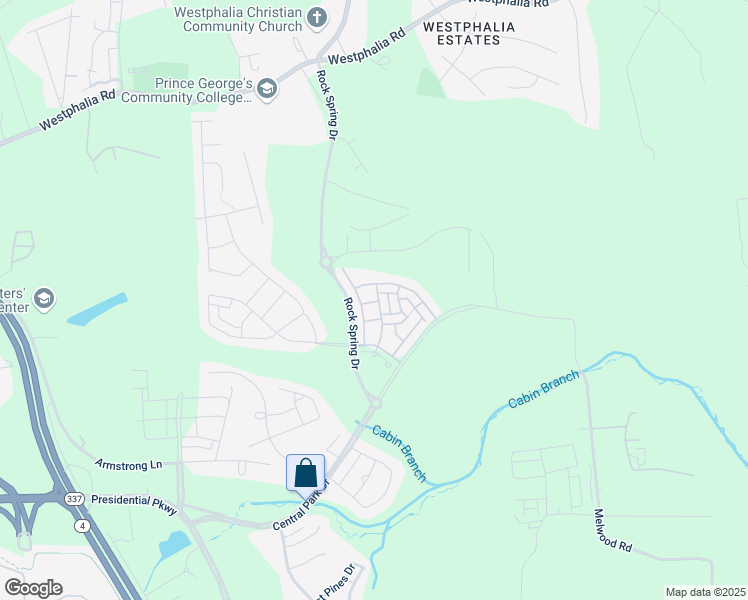 map of restaurants, bars, coffee shops, grocery stores, and more near 9510 Bent Creek Place in Upper Marlboro