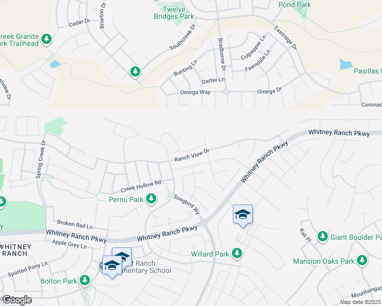 map of restaurants, bars, coffee shops, grocery stores, and more near 2257 Ranch View Drive in Rocklin