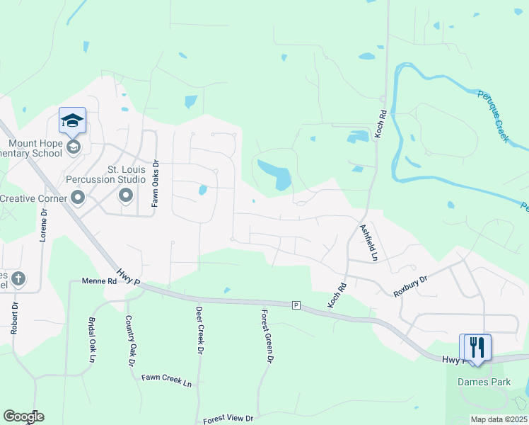 map of restaurants, bars, coffee shops, grocery stores, and more near 1140 Duxbury Lane in O'Fallon