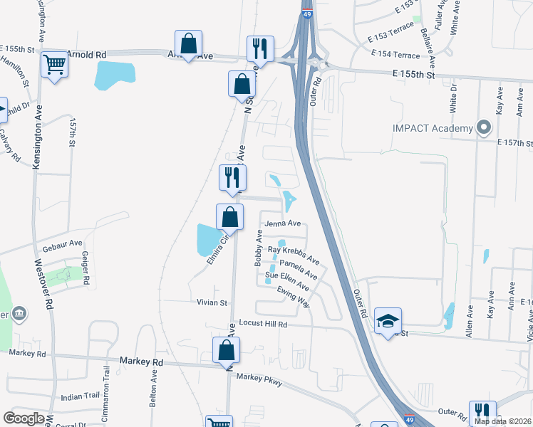 map of restaurants, bars, coffee shops, grocery stores, and more near 378 Oil Lane in Belton