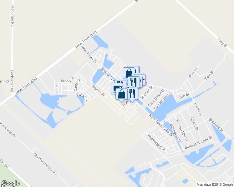 map of restaurants, bars, coffee shops, grocery stores, and more near 3248 Domain Street in Saint Charles