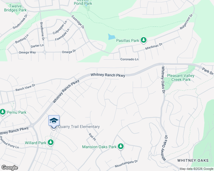 map of restaurants, bars, coffee shops, grocery stores, and more near Navajo Drive in Rocklin