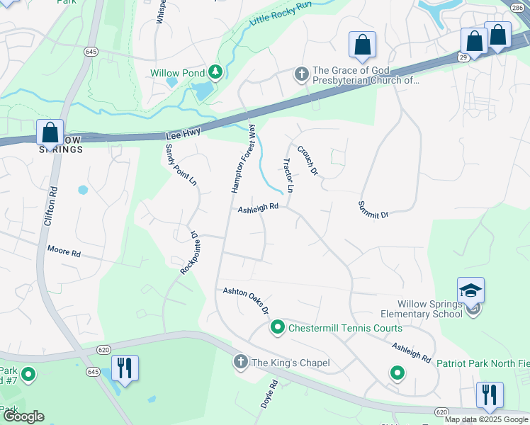 map of restaurants, bars, coffee shops, grocery stores, and more near 5331 Chalkstone Way in Fairfax