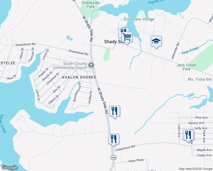 map of restaurants, bars, coffee shops, grocery stores, and more near 1415 Shadyrest Road in Shady Side