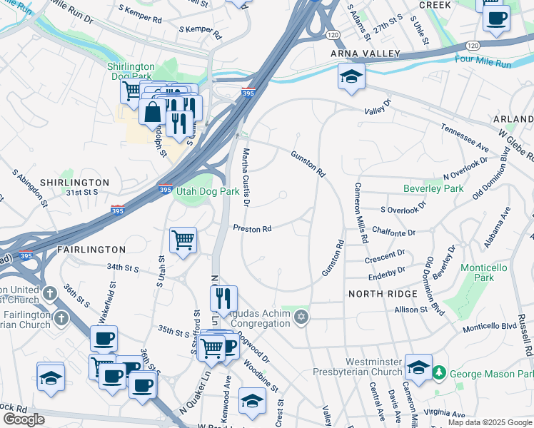 map of restaurants, bars, coffee shops, grocery stores, and more near 1628 Mount Eagle Place in Alexandria