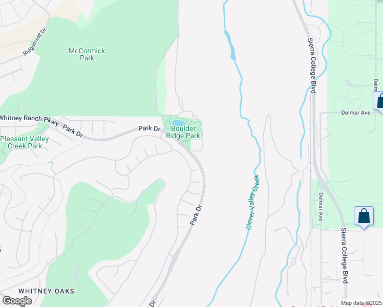 map of restaurants, bars, coffee shops, grocery stores, and more near 2835 Park Drive in Rocklin