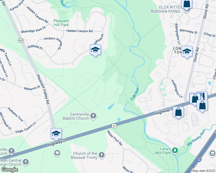 map of restaurants, bars, coffee shops, grocery stores, and more near 15155 Wetherburn Drive in Centreville