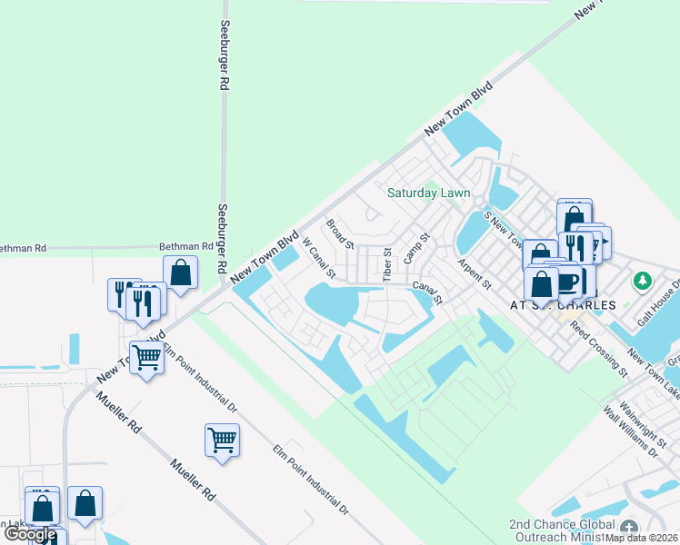 map of restaurants, bars, coffee shops, grocery stores, and more near 3904 West Canal Street in Saint Charles