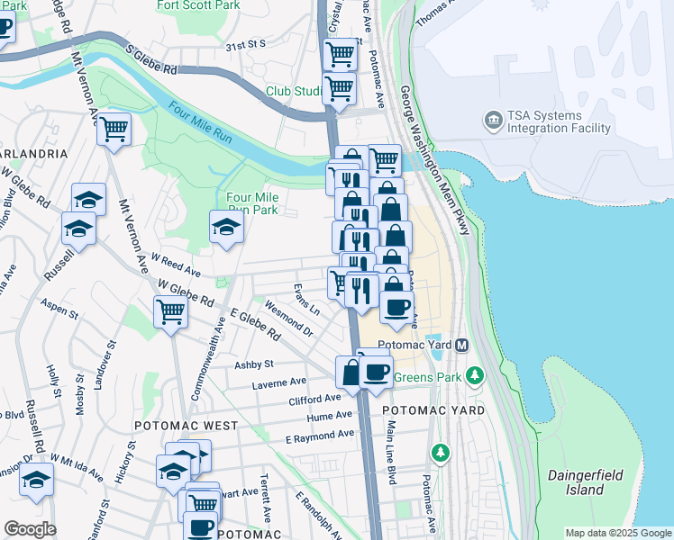 map of restaurants, bars, coffee shops, grocery stores, and more near 101 Independence Avenue Southeast in Washington