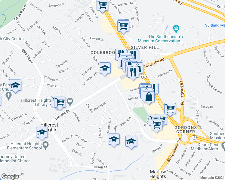 map of restaurants, bars, coffee shops, grocery stores, and more near 101 Independence Avenue Southeast in Washington