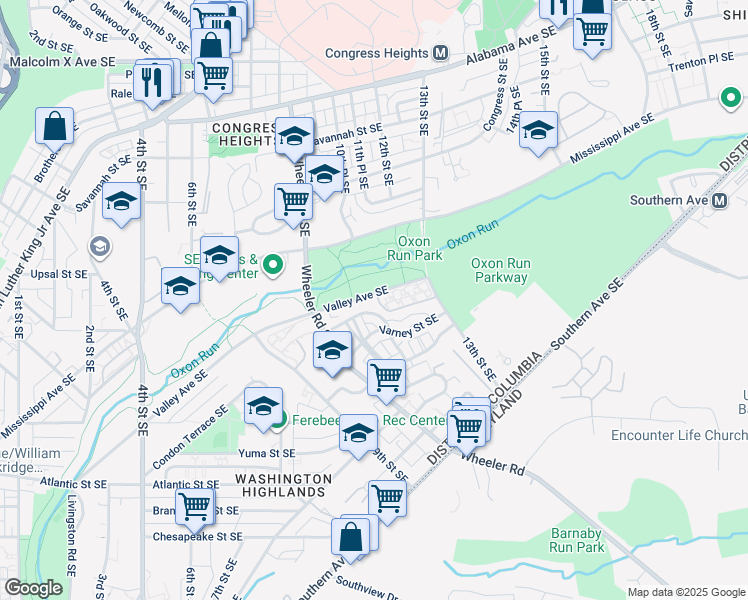 map of restaurants, bars, coffee shops, grocery stores, and more near 931 Valley Avenue Southeast in Washington